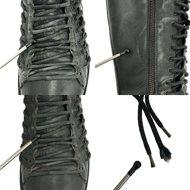 ANN DEMEULEMEESTER / アンドゥムルメステール Triple Lace-Up Long Boots レザーブーツ