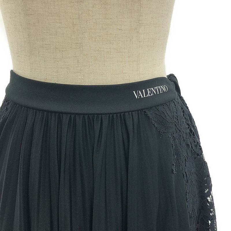 VALENTINO / ヴァレンティノ Pleated Tech Jersey & Lace Skirt レース切替 ジャージー プリーツスカート