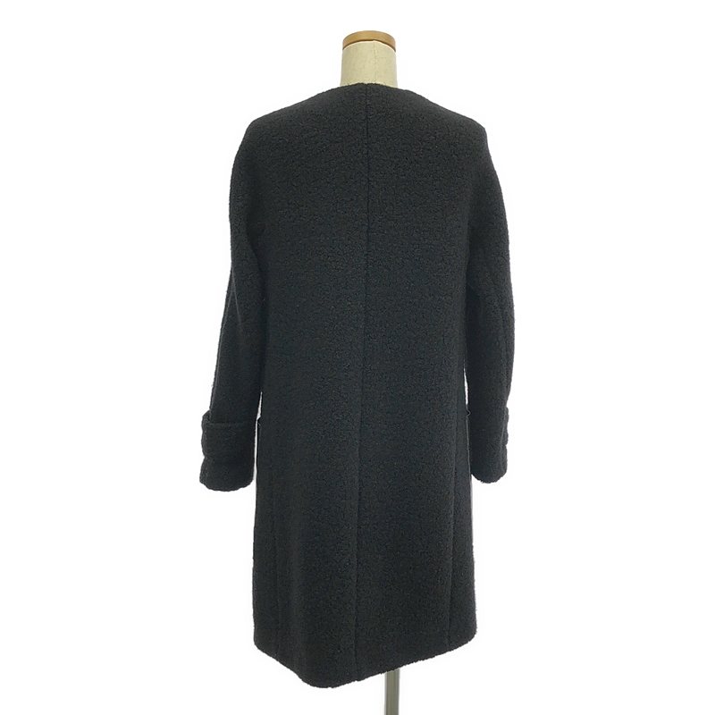 HUGO BOSS / ヒューゴボス ウール レザー ダブルポケット ノーカラーコート / 総裏地