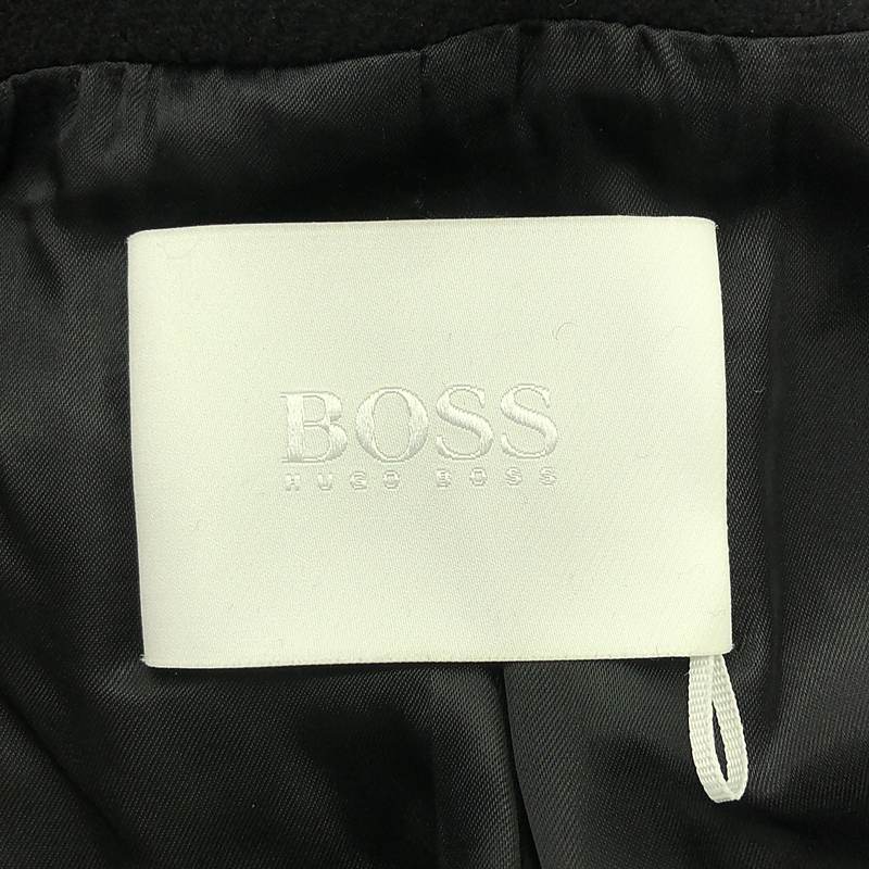 HUGO BOSS / ヒューゴボス ウール レザー ダブルポケット ノーカラーコート / 総裏地