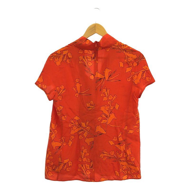 その他 総柄 バックジップ タイ  ブラウス