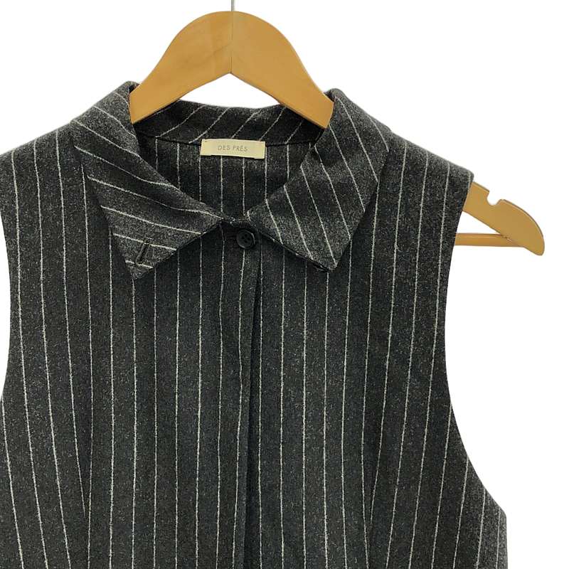 DES PRES / デプレ ウール ポプリンメルトン ハイネック ロング ジレ