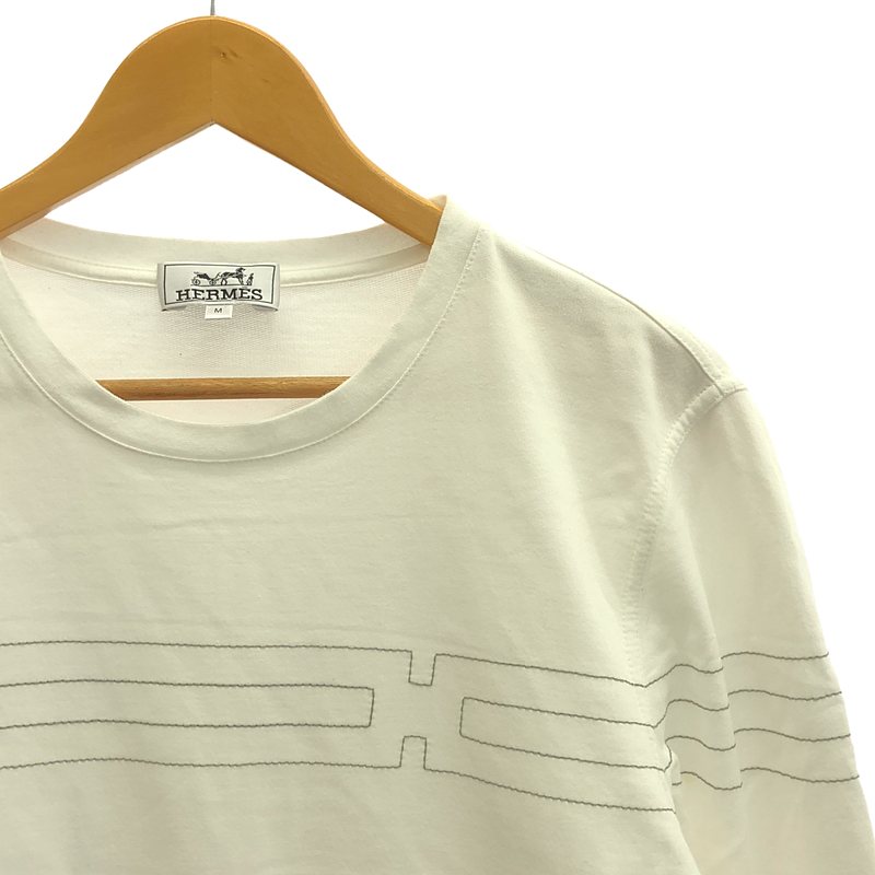 HERMES / エルメス コットン Hロゴ クルーネック ロングスリーブカットソー
