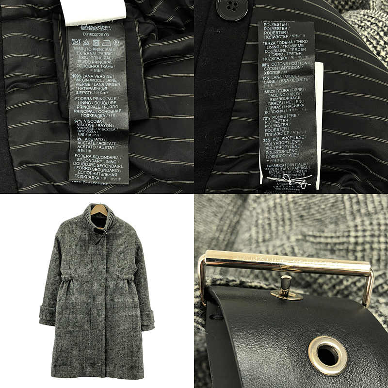 ERMANNO SCERVINO / エルマンノシェルヴィーノ ウール レザーベルト ダブルアジャスター オーバー コート / 総裏地