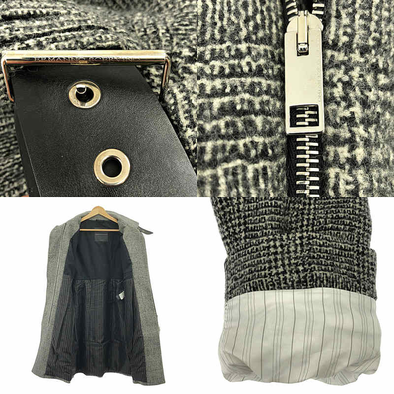 ERMANNO SCERVINO / エルマンノシェルヴィーノ ウール レザーベルト ダブルアジャスター オーバー コート / 総裏地