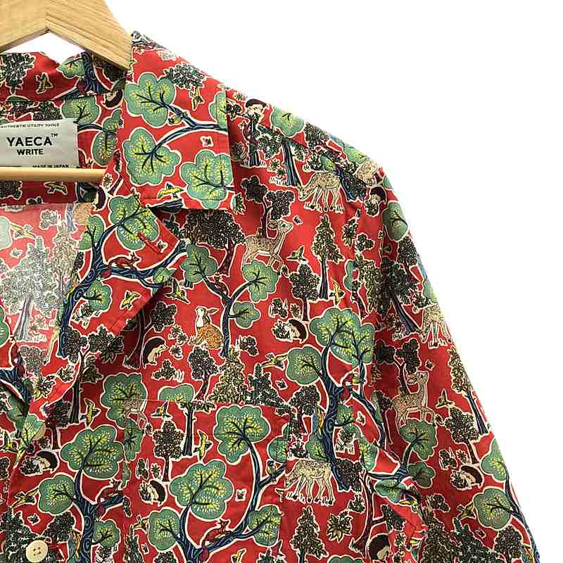 YAECA WRITE / ヤエカライト CAMP SHIRT DOE A DEER RED キャンプ コットン シャツ 動物柄