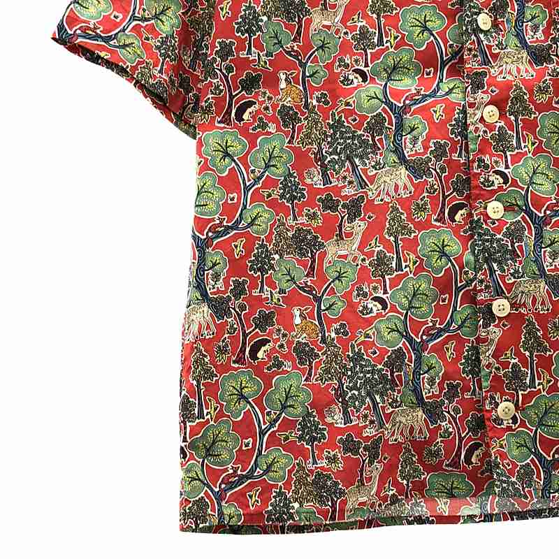 YAECA WRITE / ヤエカライト CAMP SHIRT DOE A DEER RED キャンプ コットン シャツ 動物柄