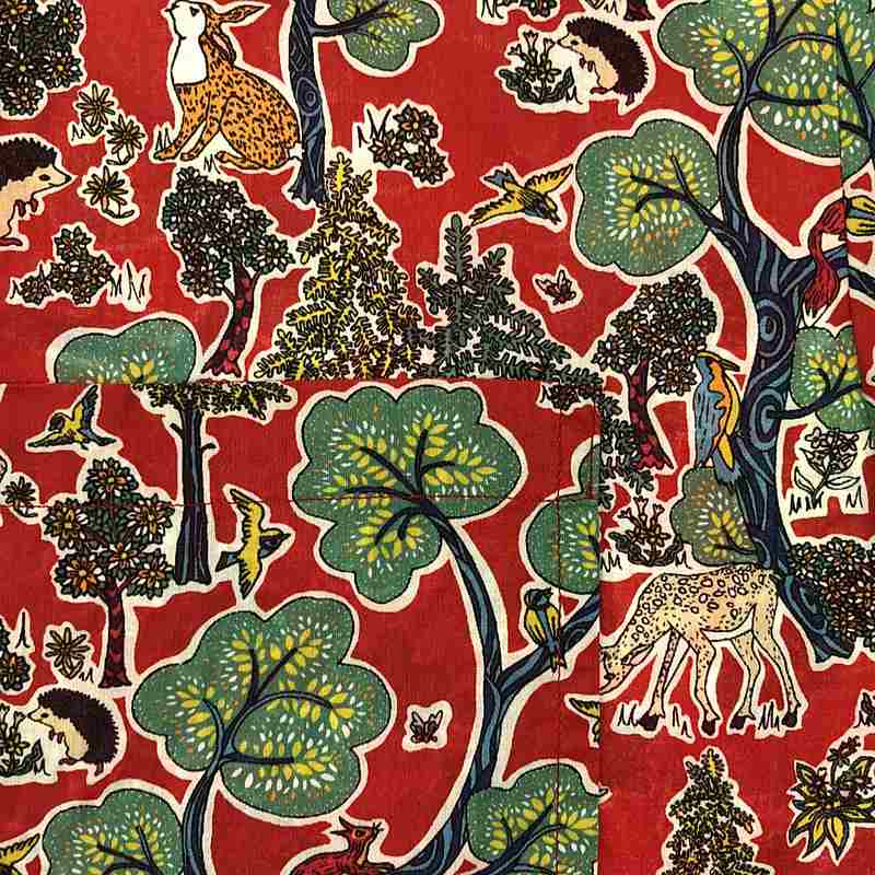 YAECA WRITE / ヤエカライト CAMP SHIRT DOE A DEER RED キャンプ コットン シャツ 動物柄