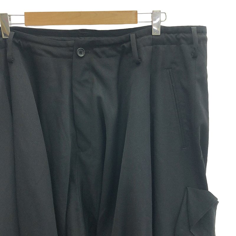 YOHJI YAMAMOTO POUR HOMME / ヨウジヤマモトプールオム WOOL GABARDINE DECO DRAPED PANTS ウールギャバジン デコ ドレープド パンツ