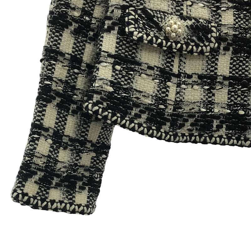 その他 ツイード ビジュー装飾 ジャケット / 総裏地 / 襟着脱可