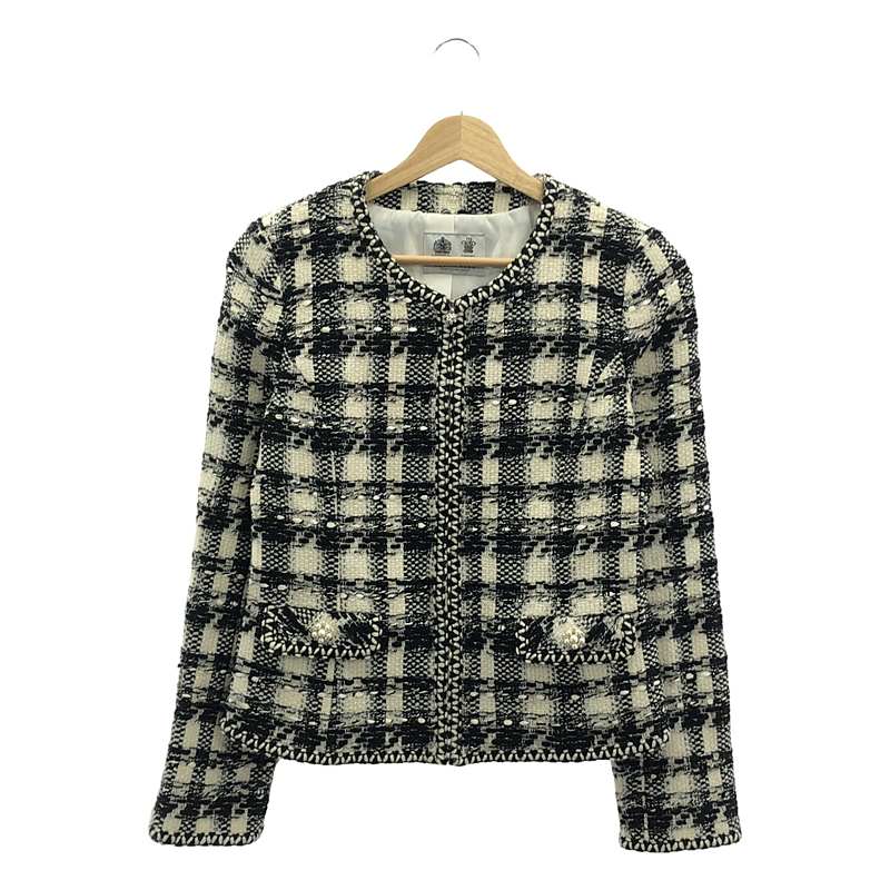 その他 ツイード ビジュー装飾 ジャケット / 総裏地 / 襟着脱可