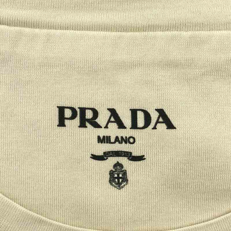 PRADA / プラダ トライアングルロゴ クルーネック コットン Tシャツ