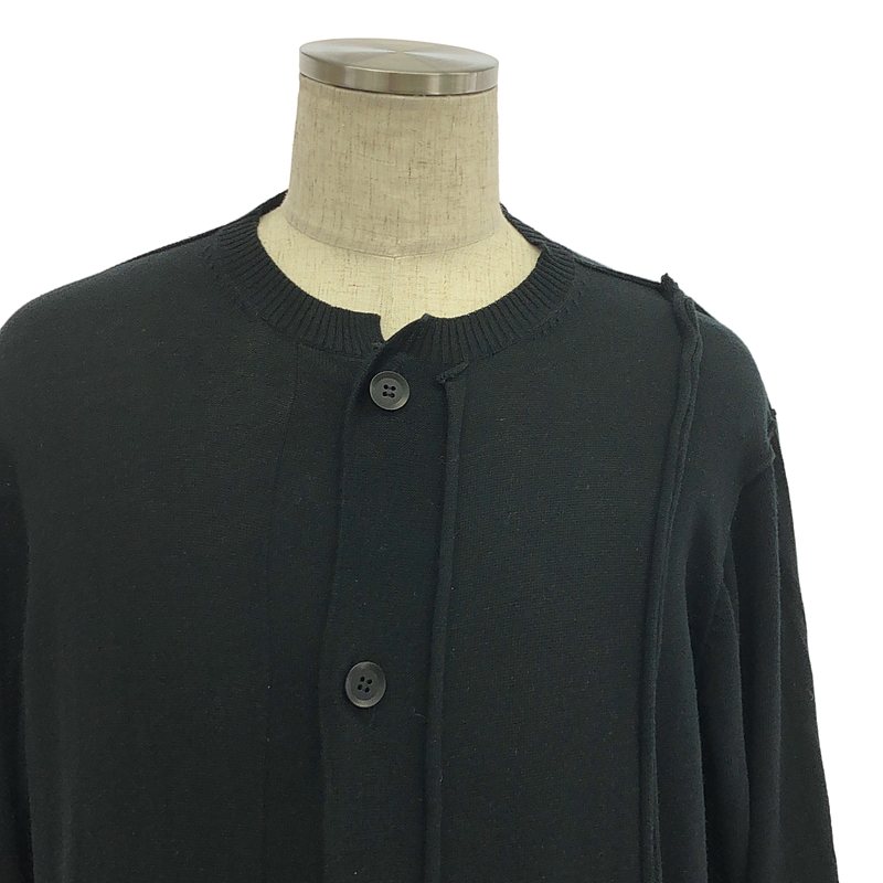 YOHJI YAMAMOTO POUR HOMME / ヨウジヤマモトプールオム 縫い代デザイン コットンニット クルーネック ロング カーディガン