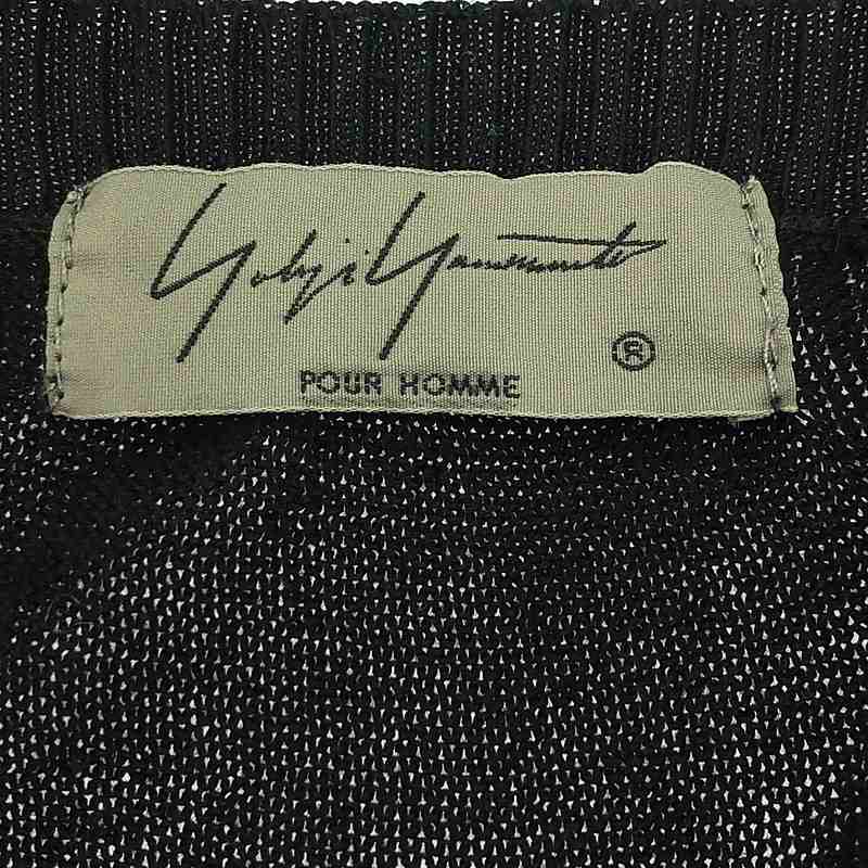 YOHJI YAMAMOTO POUR HOMME / ヨウジヤマモトプールオム 縫い代デザイン コットンニット クルーネック ロング カーディガン