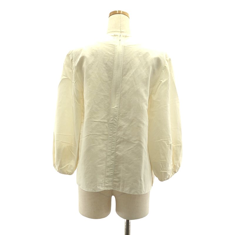 Drawer / ドゥロワー コットン シルク タック ボリュームスリーブ ブラウス