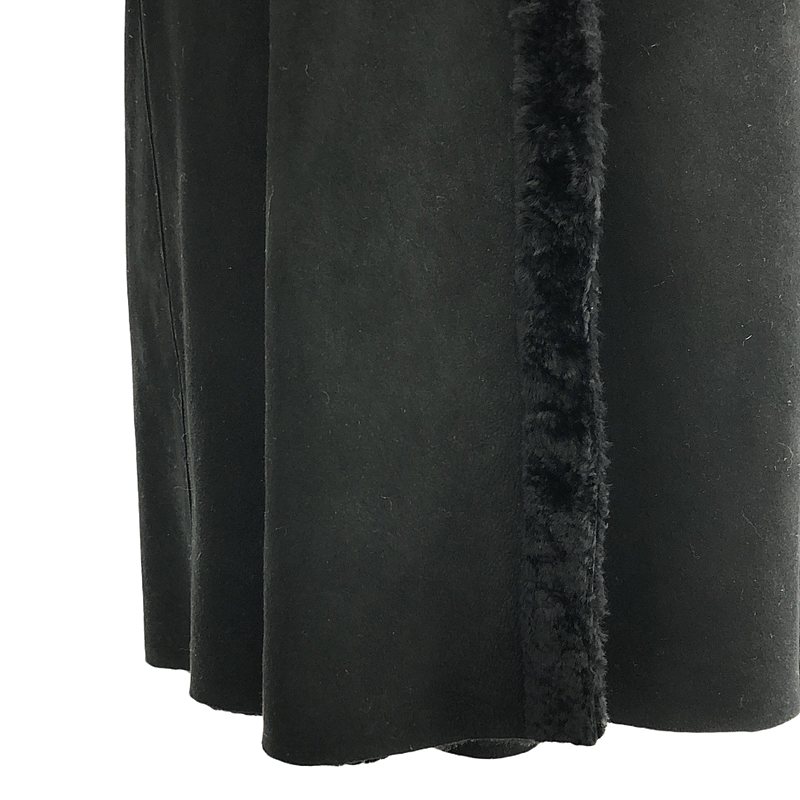 ESTNATION / エストネーション 羊革 ムートン レザー ロングコート ファーフーディ