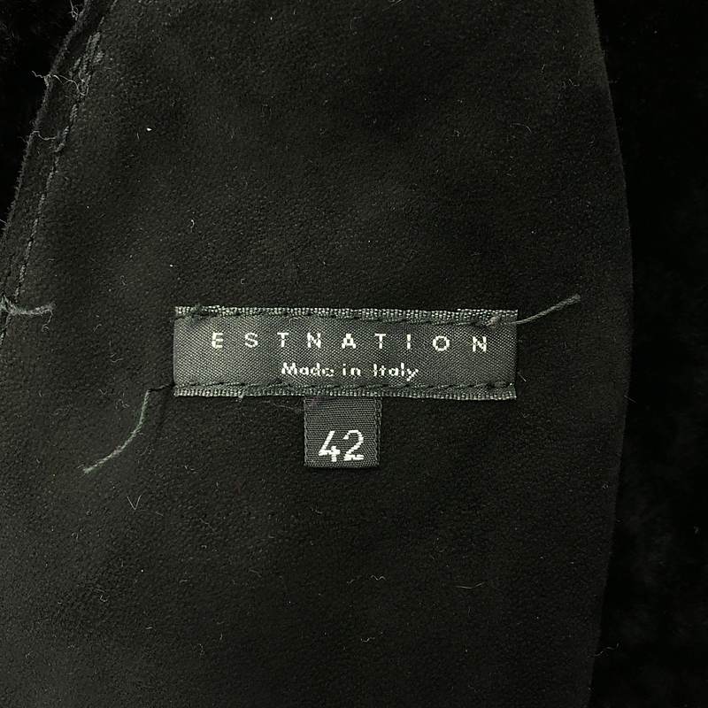 ESTNATION / エストネーション 羊革 ムートン レザー ロングコート ファーフーディ