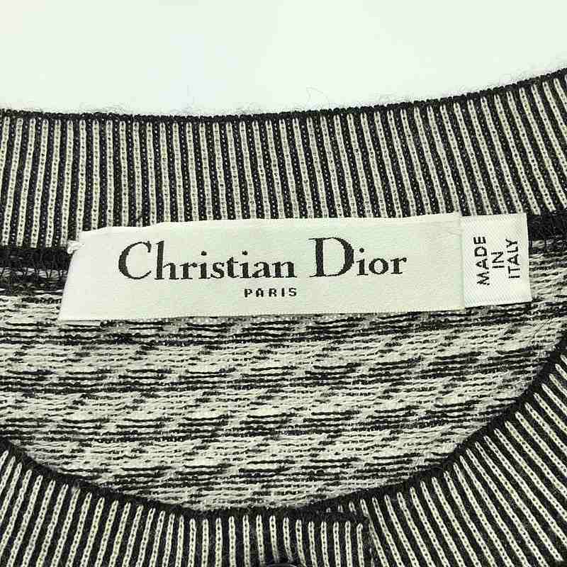 Christian Dior / クリスチャンディオール カシミヤ シルク 千鳥格子 ワンポイントロゴ ニット カーディガン