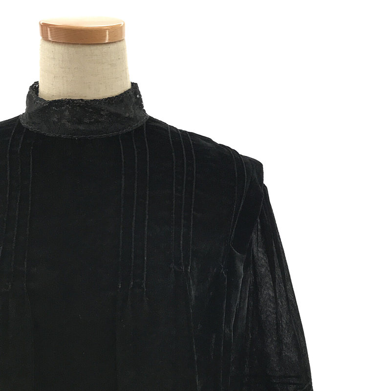 その他 2005AW / AD2005 フラワー レース 切替 ベルベット ピンタック ハイネック ロング ドレス ワンピース