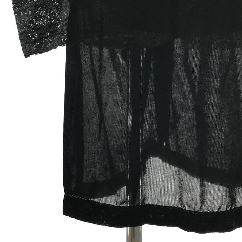 その他 2005AW / AD2005 フラワー レース 切替 ベルベット ピンタック ハイネック ロング ドレス ワンピース