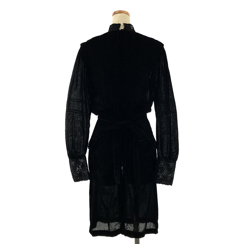 その他 2005AW / AD2005 フラワー レース 切替 ベルベット ピンタック ハイネック ロング ドレス ワンピース