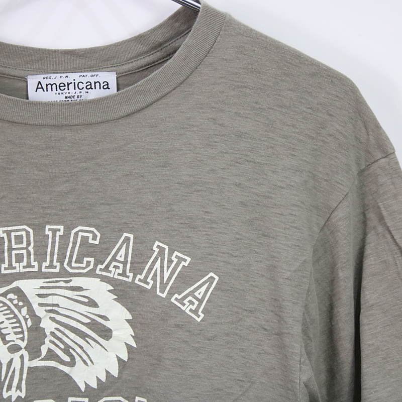 【AMERICANA/アメリカーナ】別注 インディアン Tシャツ 新品カーキ別注