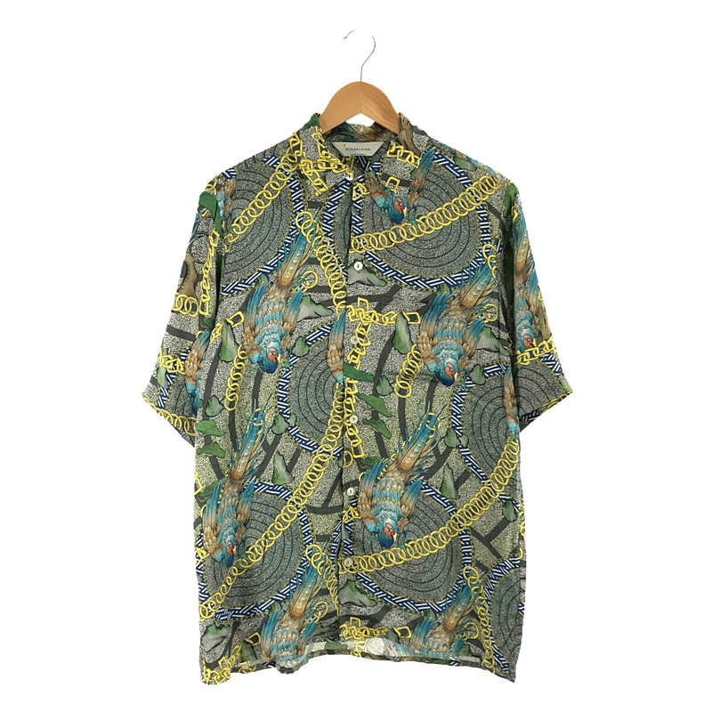 【新品】  NIPOALOHA / ニポアロハ | WENCHANG STAR CHART SHORT SLEEVE ALOHA SHIRT 足利 島浪捺染 葛飾北斎 構図 文昌星図 ちりめん 開襟 シャツ | 3/XL | カーキ | メンズ