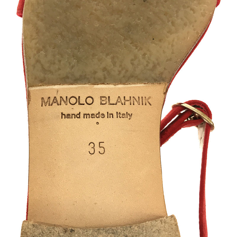 MANOLO BLAHNIK / マノロブラニク スエード アンクルストラップ フラット サンダル