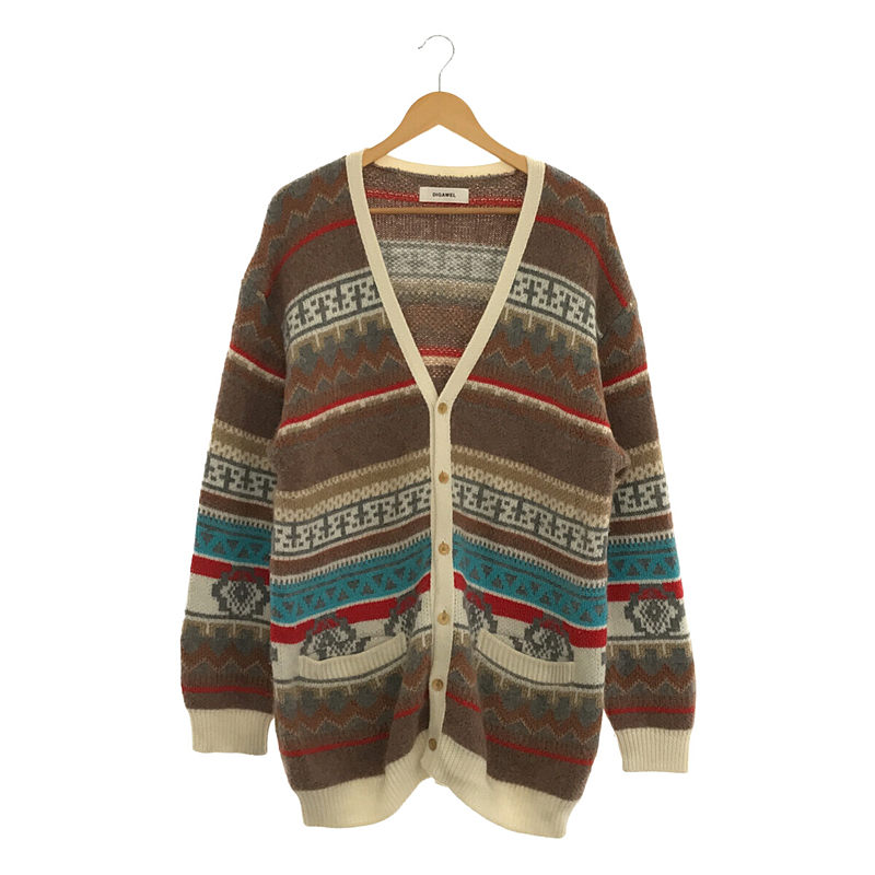 JACQUARD CARDIGAN ジャカード ビッグシルエット モヘア ニット