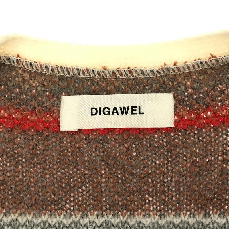 DIGAWEL / ディガウェル JACQUARD CARDIGAN ジャカード ビッグシルエット  モヘア ニット カーディガン モヘヤ