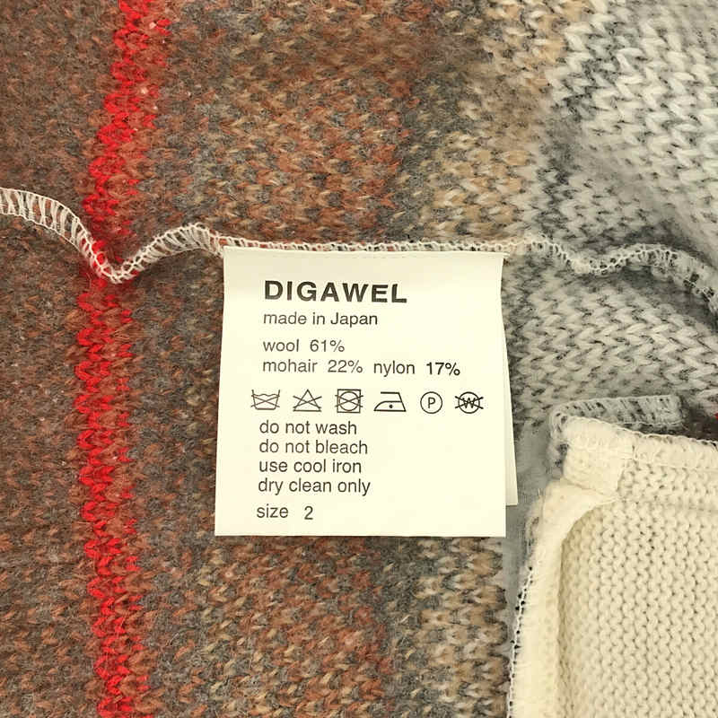 DIGAWEL / ディガウェル JACQUARD CARDIGAN ジャカード ビッグシルエット  モヘア ニット カーディガン モヘヤ