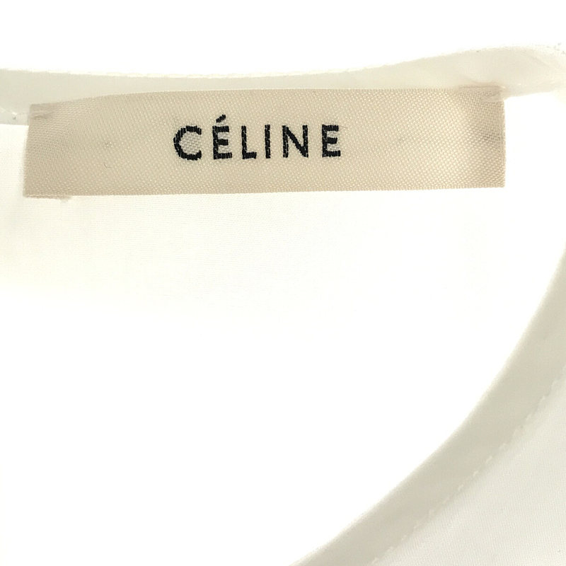 CELINE / セリーヌ フィービー期 コットン ボウタイ ビッグカフス プルオーバー ドレス シャツ ブラウス