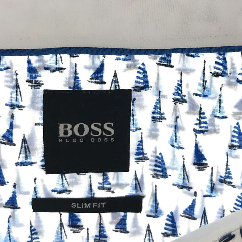 HUGO BOSS / ヒューゴ ボス コットン 総柄 ヨット レギュラーカラー シャツ