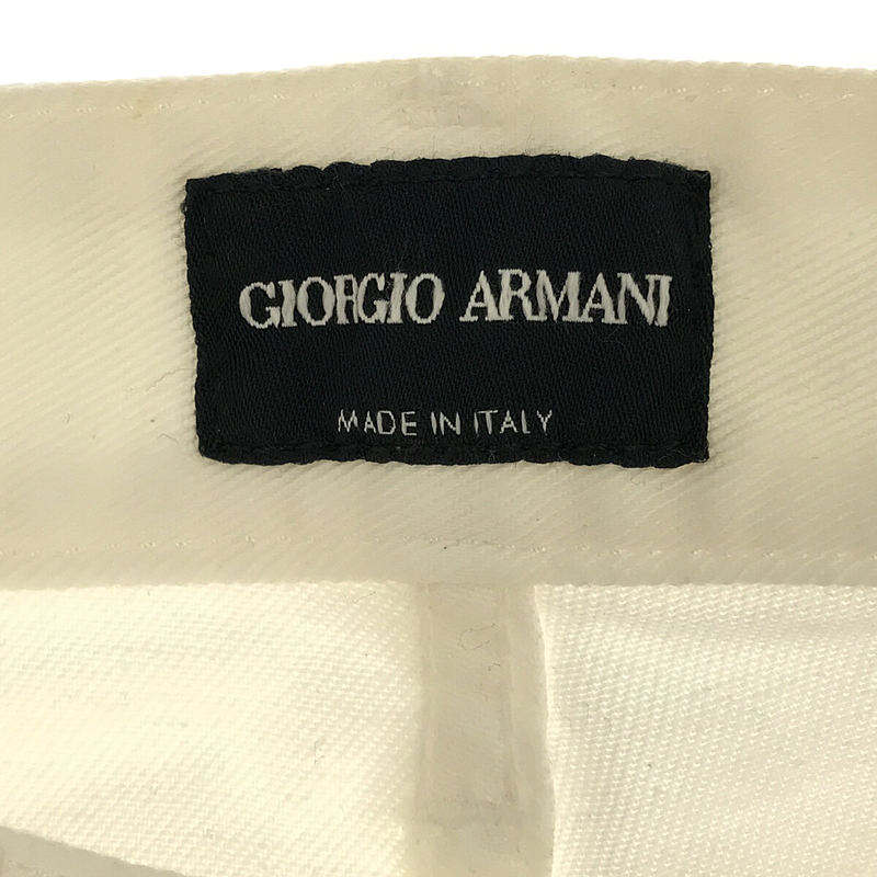 GIORGIO ARMANI / ジョルジオアルマーニ レザーパッチ コットン  ストレート パンツ