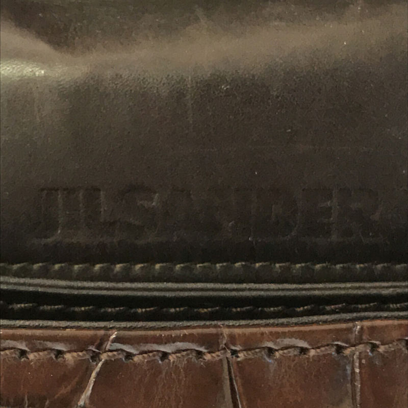 JIL SANDER / ジルサンダー 2way クロコダイル レザー ゴールド金具 ショルダー付き  フラップ ハンドバッグ 保存袋あり