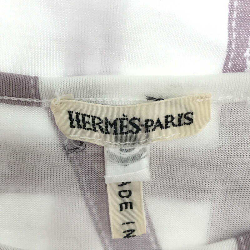 マルジェラ期 イタリア製 ボルデユック リボン テープ 総柄 クルーネック コットン Tシャツ カットソーHERMES / エルメス