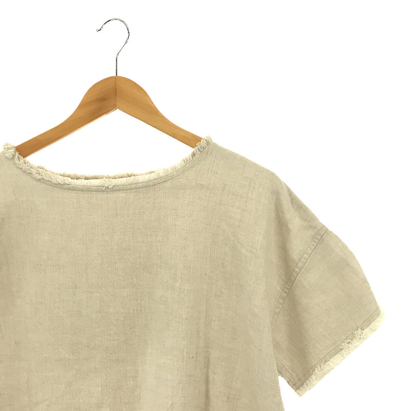 45r / フォーティファイブアール リネン混 コットン サイドポケット フリンジ ロング ワンピース