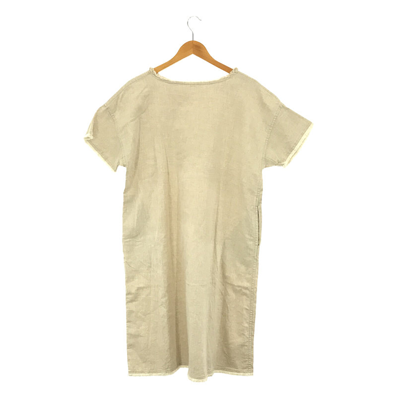 45r / フォーティファイブアール リネン混 コットン サイドポケット フリンジ ロング ワンピース