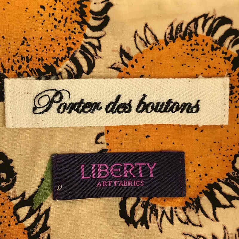 PORTER DES BOUTONS / ポルテ デ ブトン LIBERTY リバティ 総柄 ギャザー ノースリーブ ロング ワンピース