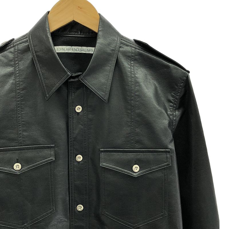 JOHN LAWRENCE SULLIVAN / ジョンローレンスサリバン VEGAN LEATHER MILITARY SHIRT フェイクレザー ミリタリー シャツ