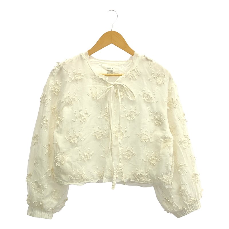 その他 3D embroidery  / エンブロイダリー ボレロ ノーカラー ジャケット / 総裏地