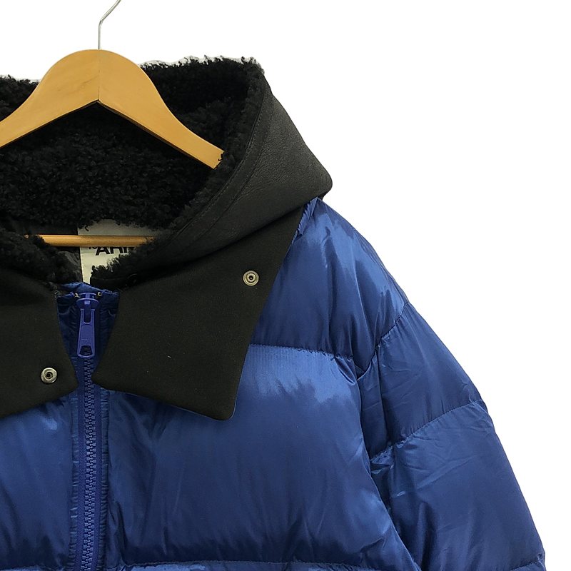 YVES SALOMON / イヴサロモン YS ARMY / 着脱可レザーレイヤード ダウンジャケット フーディ