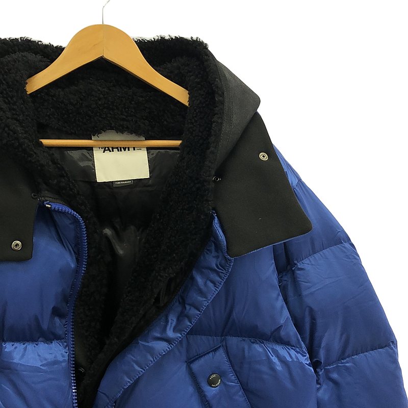 YVES SALOMON / イヴサロモン YS ARMY / 着脱可レザーレイヤード ダウンジャケット フーディ