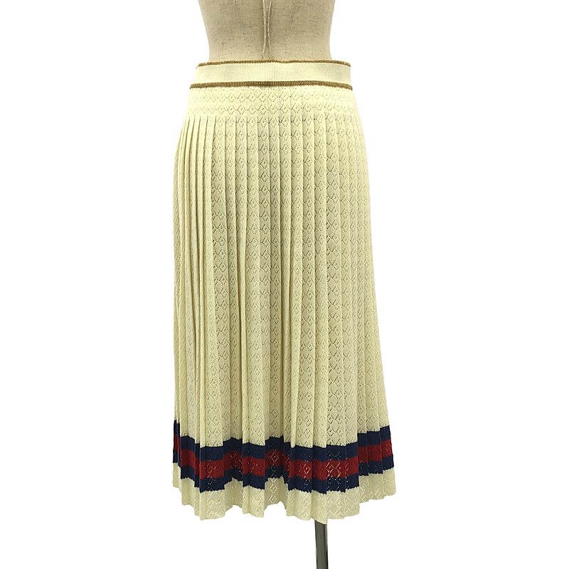 GUCCI / グッチ ウェブ ストライプ コットン ニット プリーツスカート