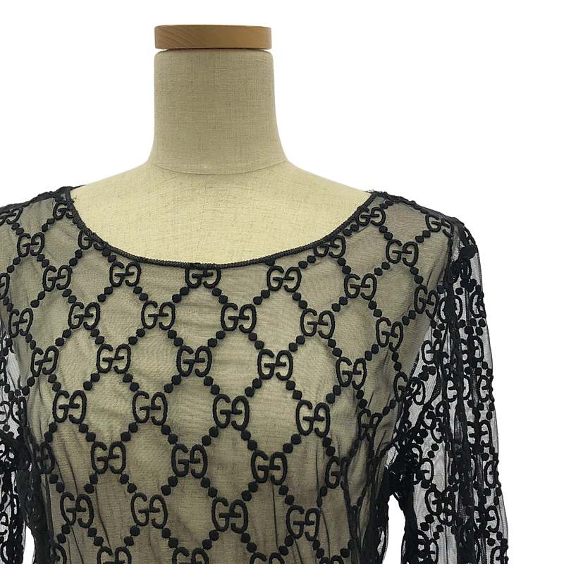 GUCCI / グッチ GG Embroidered Tulle T-Shirt  チュール カットソー