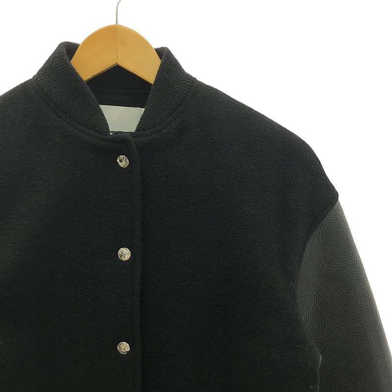 T by Alexander Wang / ティーバイアレキサンダーワン レザー ウール コンビ ロング スタジャン コート