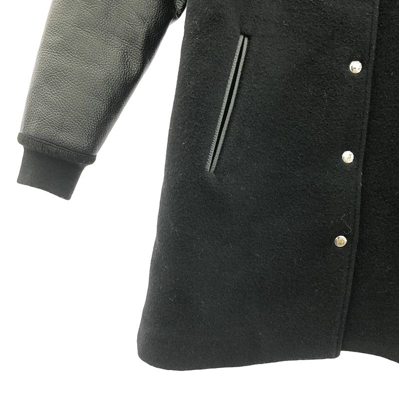 T by Alexander Wang / ティーバイアレキサンダーワン レザー ウール コンビ ロング スタジャン コート