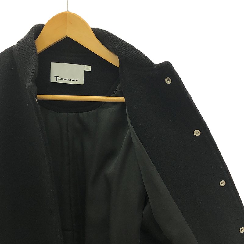 T by Alexander Wang / ティーバイアレキサンダーワン レザー ウール コンビ ロング スタジャン コート