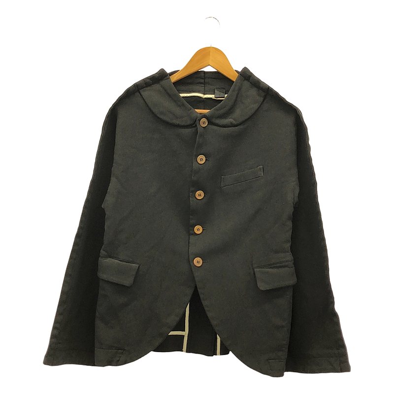 COMME des GARCONS / コムデギャルソン ポリエステル 縮絨 丸襟 インサイドアウト シングルジャケット