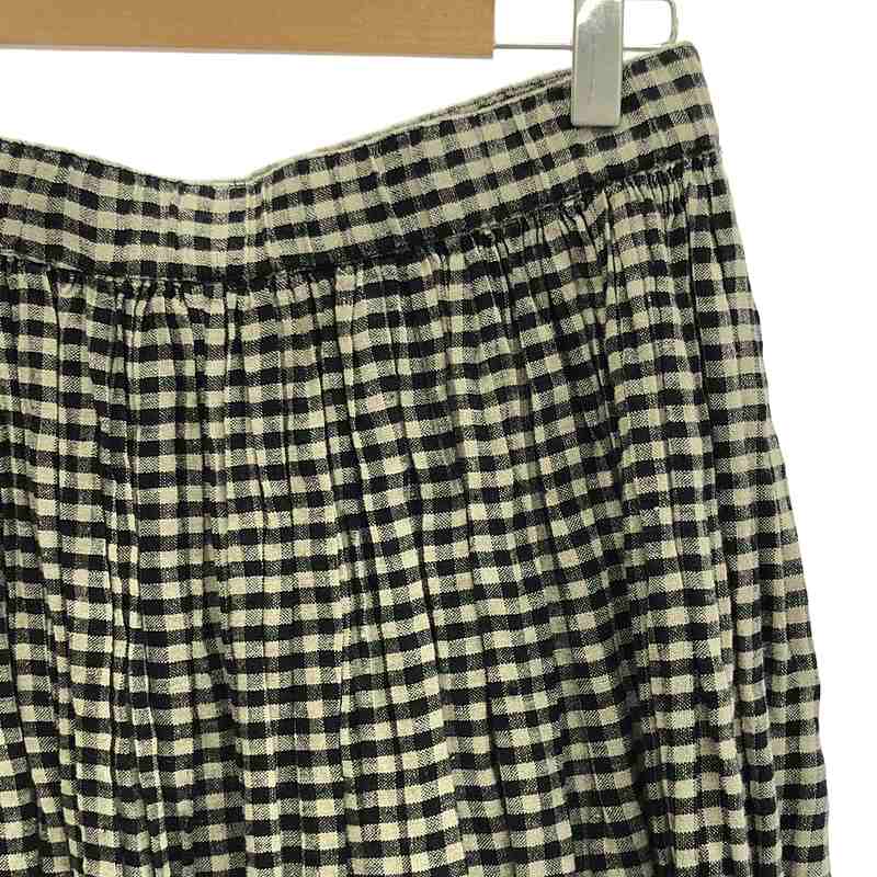 jujudhau / ズーズーダウ リネン ギンガムチェック ボリューム スカート